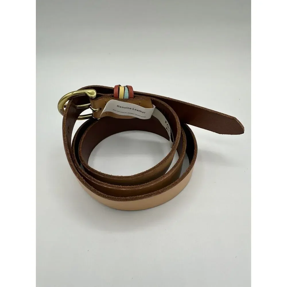 Fossil Womens Belt Vintage Genuine Leather Multicolor Knotted Keeper Belt Size L